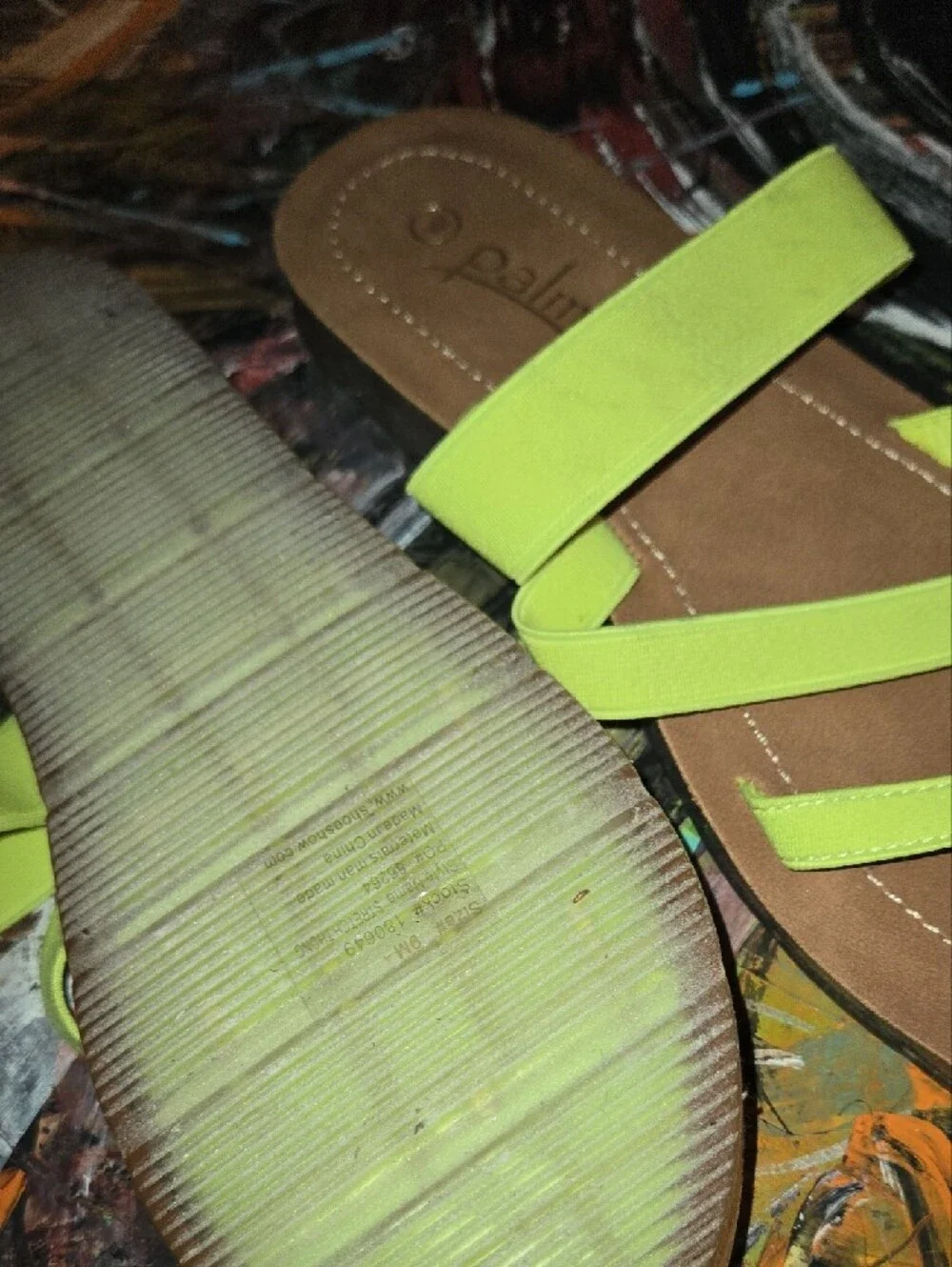Palms Neon Lime Strappy Women's Slide Sandals